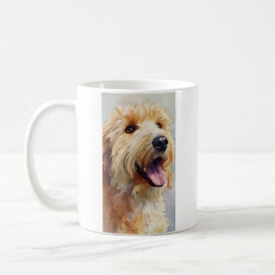 Abrikozenkleurige golden doodle in waterverf koffiemok