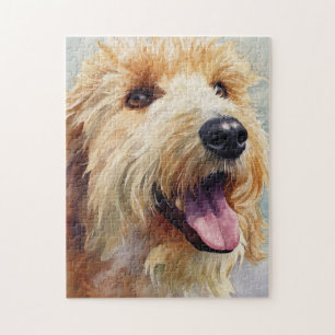 Abrikozenkleurige golden doodle in waterverf legpuzzel