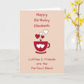 Abrikozenkoffie en vriendenkoffiegroet kaart (Gele Bloem)