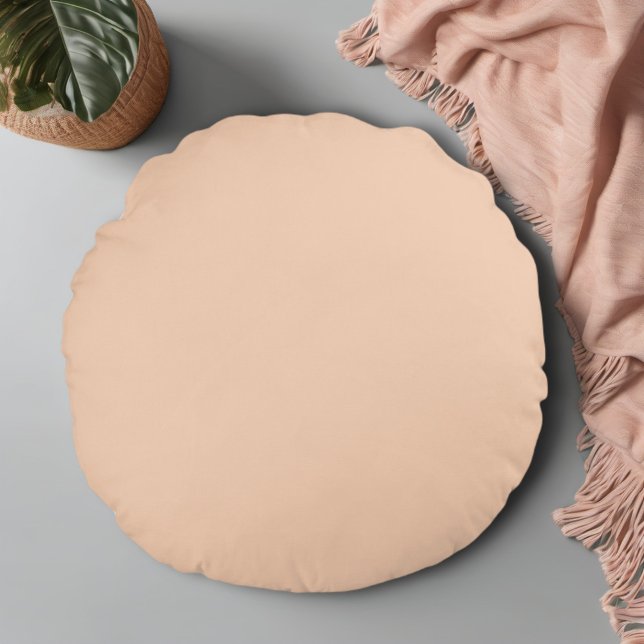 Abrikozenlicht Peach Minimalistische effen kleur Rond Kussen (Creator heeft geüpload)