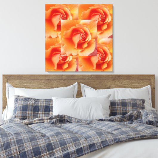Abrikozenperzik Roos Flower Close-up Foto Canvas Afdruk (Insitu (Slaapkamer))