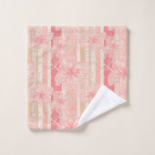Abrikozenperzik roze bloemig gestreept patroon bad handdoek (Wasdoekje)