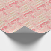 Abrikozenperzik roze bloemig gestreept patroon cadeaupapier (Hoek)