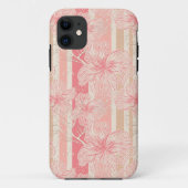 Abrikozenperzik roze bloemig gestreept patroon Case-Mate iPhone case (Achterkant)