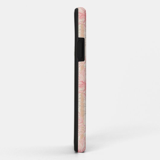 Abrikozenperzik roze bloemig gestreept patroon Case-Mate iPhone case (Achterkant/rechts)