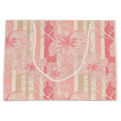 Abrikozenperzik roze bloemig gestreept patroon groot cadeauzakje (Voorkant)