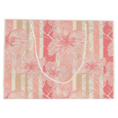 Abrikozenperzik roze bloemig gestreept patroon groot cadeauzakje (Achterkant)