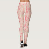 Abrikozenperzik roze bloemig gestreept patroon leggings (Achterkant)