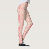 Abrikozenperzik roze bloemig gestreept patroon leggings (Rechts)