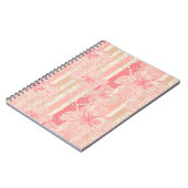 Abrikozenperzik roze bloemig gestreept patroon notitieboek (Linkerzijde)