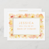 Abrikozenperzik Waterverf Maid of Honor Verzoek Briefkaart (Voorkant / Achterkant)