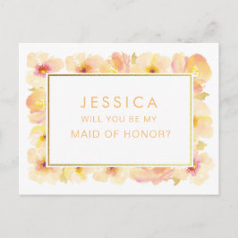 Abrikozenperzik Waterverf Maid of Honor Verzoek Briefkaart