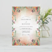Abrikozenpruimengebladerte Eucalyptus Bruiloft Kaart (Staand voorkant)