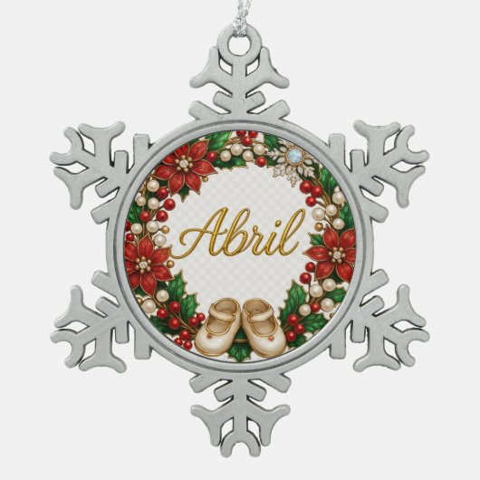 Abril Baby’s First Christmas Snowflake Ornament  (Voorkant)