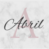 Abril Marmer Monogram Aanvang Meisjes Gepersonalis Sticker (Voorkant)
