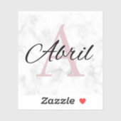 Abril Marmer Monogram Aanvang Meisjes Gepersonalis Sticker (Vel)