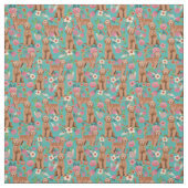 Abriot Golden Doodle  florals turquoise Stof (Swatch)