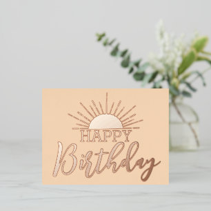 Abriot Happy Birthday Sunshine Roos Gold Folie Feestdagen Briefkaart