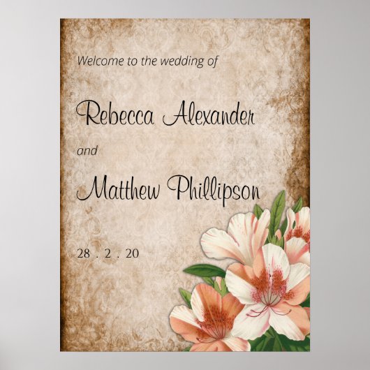  Abriot Lilies Wedding Welkom Poster (Voorkant)