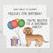 Abriot Mini Goldendoedle Cartoon Dog - Birthday Kaart (Voorkant / Achterkant)