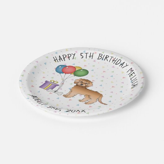 Abriot Mini Goldendoedle Cartoon Dog - Birthday Papieren Bordje (Gekanteld)