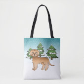 Abriot mini Goldendoedle Dog in een winterbos Tote Bag (Voorkant)