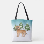 Abriot mini Goldendoedle Dog in een winterbos Tote Bag (Achterkant)