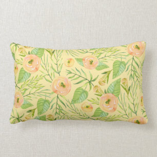 Abriot Peony Floral Waterverf Lumbar Pillow Kussen
