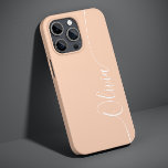 Abriot White Elegant Calligraphy Script Name Case-Mate iPhone 14 Hoesje<br><div class="desc">Abrit White Elegant Calligraphy Script Custom Personalized Name iPhone 14 Smart Phone Case kenmerkt een modern en trendy eenvoudig en stijlvol ontwerp met uw gepersonaliseerde naam in elegante handgeschreven kalligrafie script typografie op een abrikozenachtergrond. Ontworpen door ©Evco Studio www.zazzle.com/store/evcostudio</div>