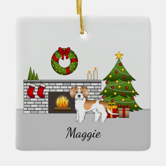 Abrit & White Mini Goldendoedle - Kerstzaal Keramisch Ornament (Voorkant)