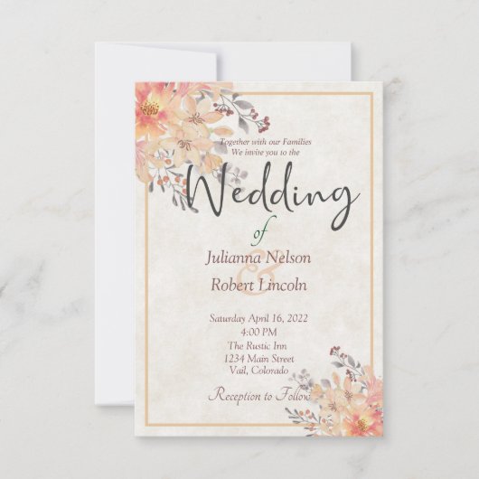 Abrite waterverf floral bruiloft kaart (Voorkant)