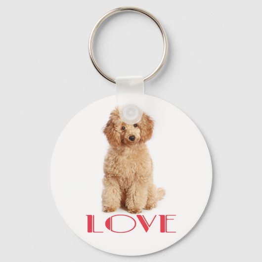 Abritish Poodle Puppy Dog Red Love Sleutelhanger (Voorkant)