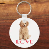 Abritish Poodle Puppy Dog Red Love Sleutelhanger (Voorkant)