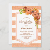 Abritish striped Floral Birthday Party Kaart (Voorkant)