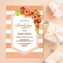 Abritish striped Floral Birthday Party Kaart