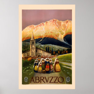 Abruzzo Italië jaren 20 Klassiek Italiaans dorp Poster