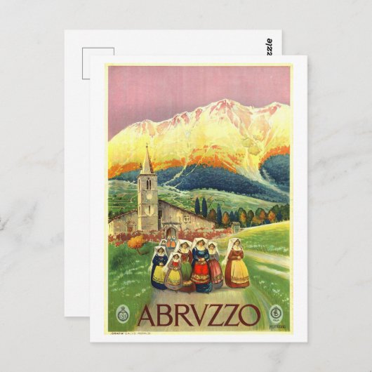  Abruzzo Italië Reisposter Briefkaart (Voorkant / Achterkant)