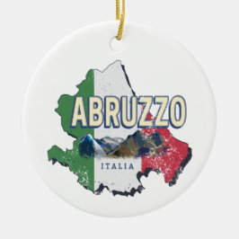 Abruzzo Italië Retro Regio Kaart  Souvenir Keramisch Ornament