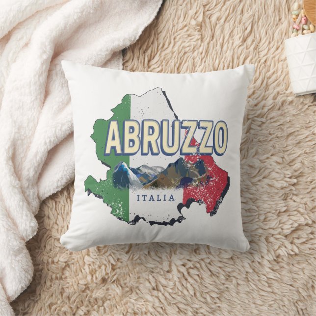 Abruzzo Italië Retro Regio Kaart  Souvenir Kussen (Deken)