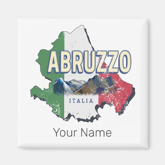 Abruzzo Italië Retro Regio Kaart  Souvenir Magneet (Voorkant)