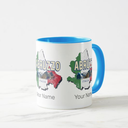 Abruzzo Italië Retro Regio Kaart  Souvenir Mok (Voorkant rechts)
