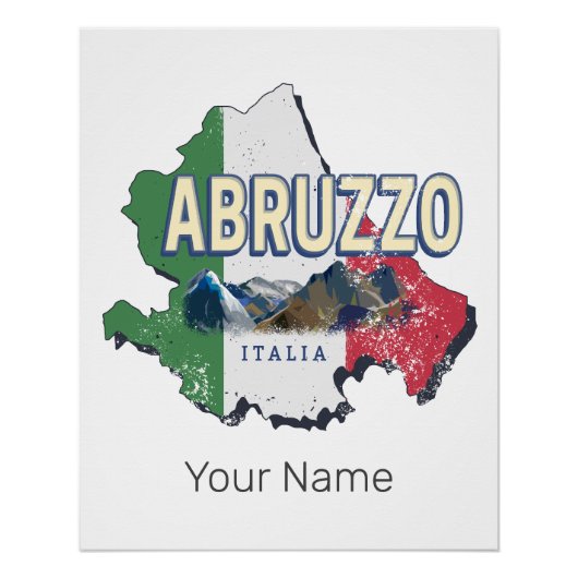 Abruzzo Italië Retro Regio Kaart  Souvenir Perfect Poster (Voorkant)