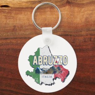 Abruzzo Italië Retro Regio Kaart Souvenir Sleutelhanger