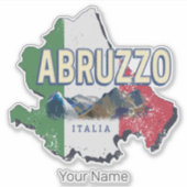 Abruzzo Italië Retro Regio Kaart  Souvenir Sticker (Voorkant)