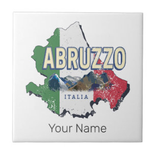 Abruzzo Italië Retro Regio Kaart Souvenir Tegeltje