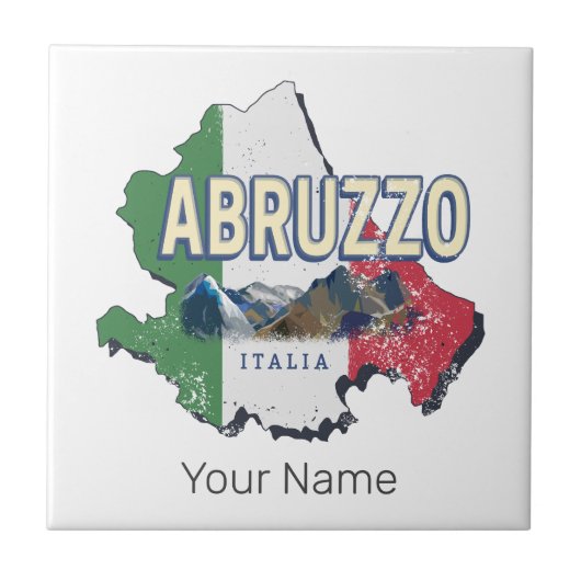 Abruzzo Italië Retro Regio Kaart  Souvenir Tegeltje (Voorkant)