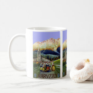 Abruzzo Italië Vintage Reisposter Kunst met Vrouwe Koffiemok