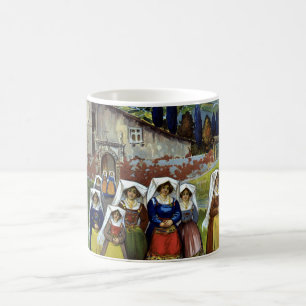 Abruzzo Italië Vintage Reisposter Kunst met Vrouwe Koffiemok