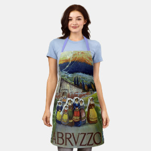 Abruzzo Italië Vintage Reisposter Kunst met Vrouwe Schort