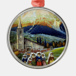 Abruzzo Italië Vintage Travel Poster Kunst met Vro Metalen Ornament